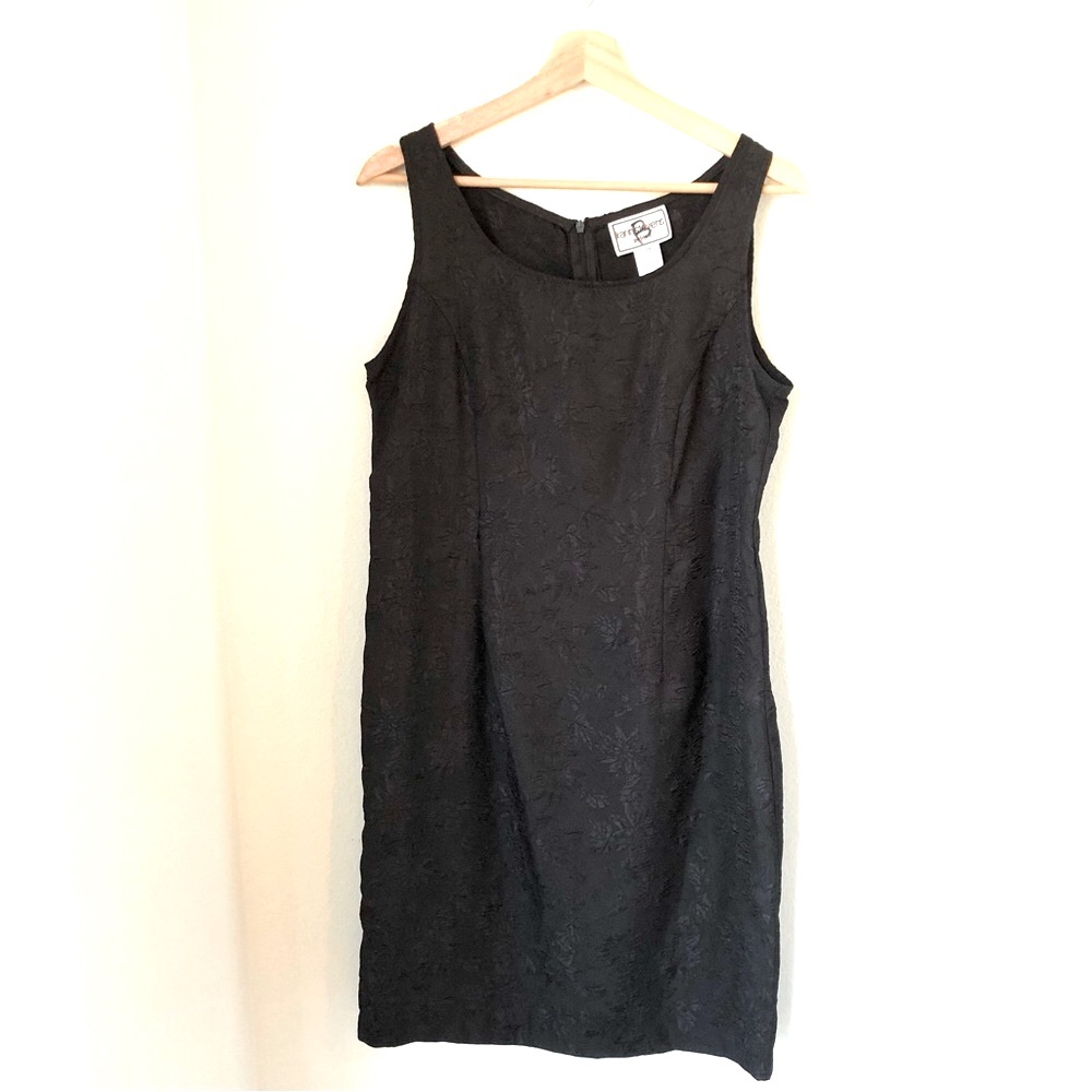 Vintage Karin Stevens Petites 2 Piece Jacquard Dress Suit Black 12P Bow Cuff - Picture 5 of 17